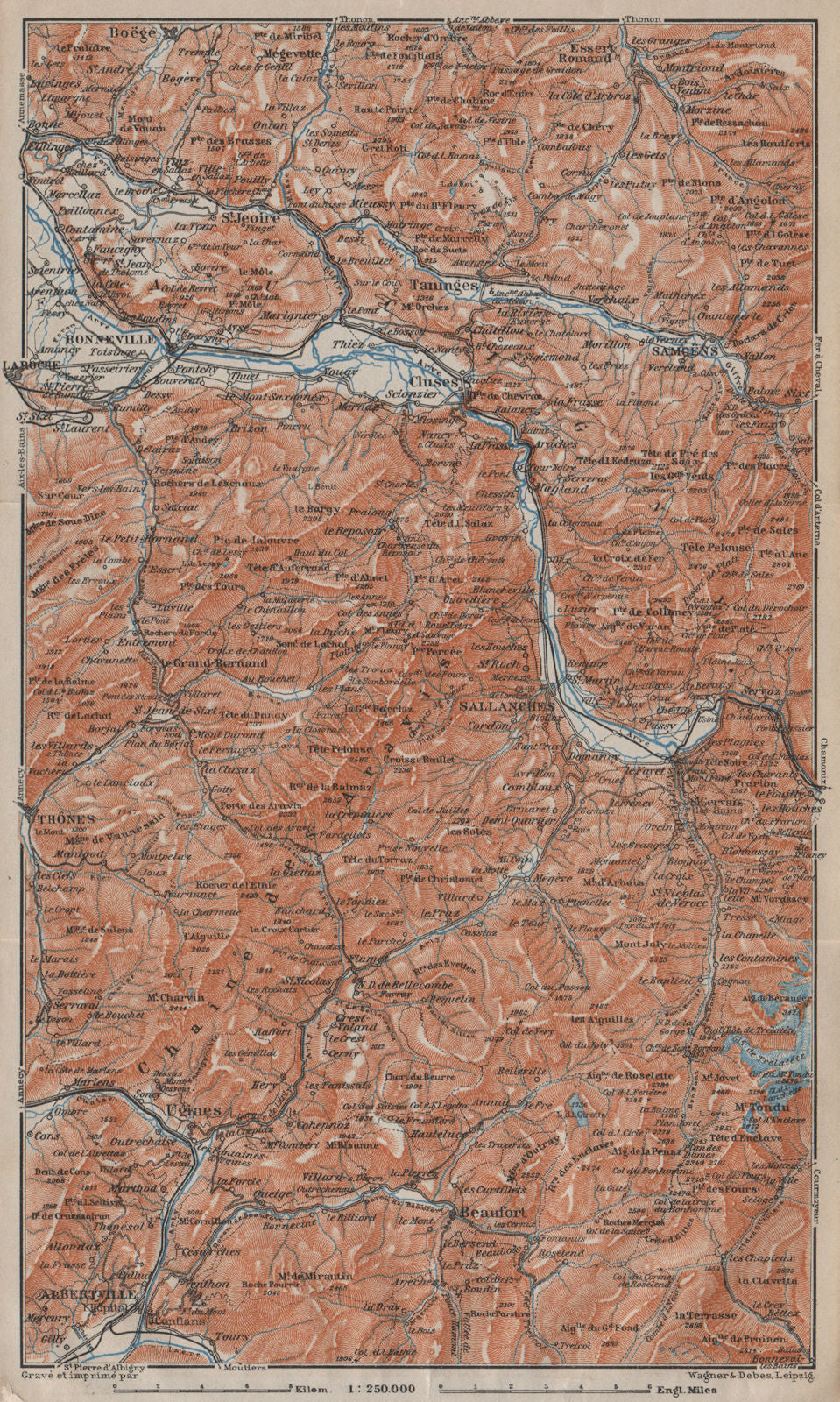 HAUTE SAVOIE Samoëns Megève St Gervais Houches Flaine Les Gets Morzine 1913 map